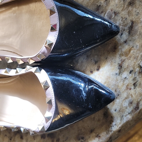 Valentino Sz 39 Rockstud Flats Patent Leather Point Toe - Picture 2 of 7